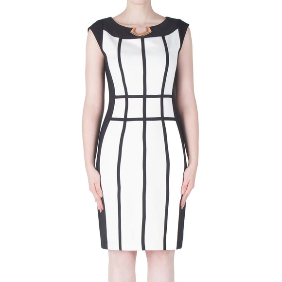Joseph Ribkoff Black and White Strategic Dress - Picture 3 of 10